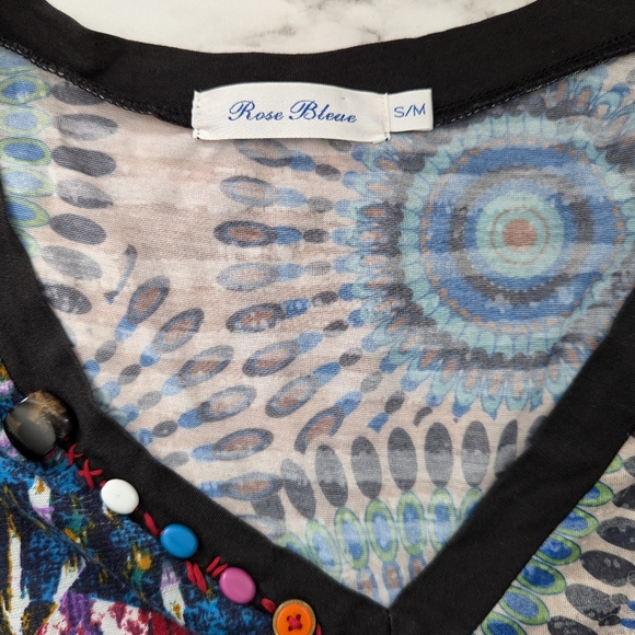 Women's Boho Short Sleeve Tunic size S/M Patchwork Embroidery - Picture 6 of 11